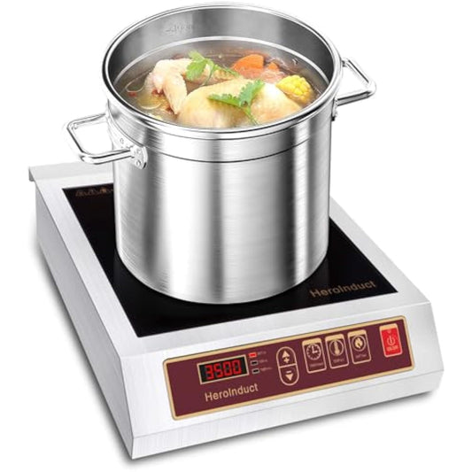 Commercial Induction Cooktop, 208V-240V Electric Countertop Burner with Touch Screen & Button Control, Multiple Temperature Settings, Safety Protection Features
