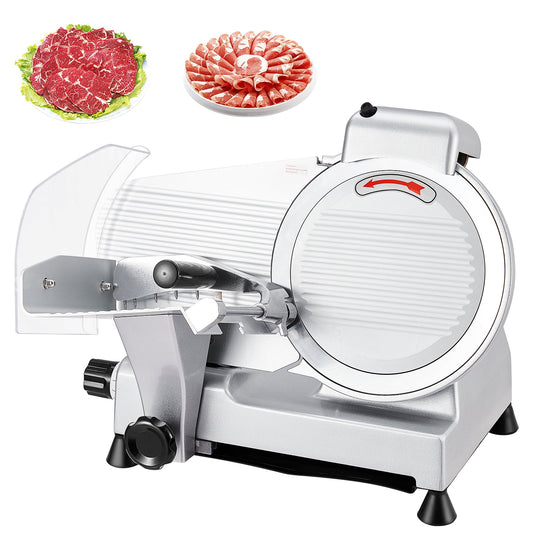 Commercial Meat Slicer, 240W Frozen Meat Cheese Deli Slicer with 10" Stainless Steel Removable Blade, 0-13mm Adjustable Thickness for Commercial and Home Use