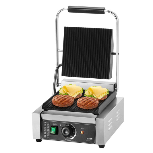Commercial Panini Press Grill Electric Sandwich Maker Griddle Plate 9"x9"