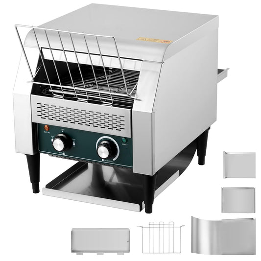 Commercial Toaster Conveyor,300slices/h Restaurant Toaster for Bun Bagel Bread,Heavy Duty Stainless Steel Conveyor Toaster,Commercial Toasters with Timer,7 Temperature Settings for Restaurant Home