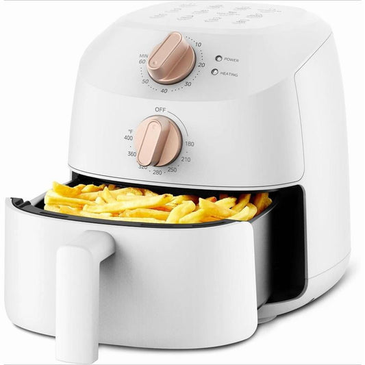 Compact 2.1-Quart Air Fryer with Stainless Steel Finish, 12 Menu Options, Adjustable Timer, 180-400°F Temperature Control, Dishwasher-Safe Non-Stick Frying Basket for Everyday Quick Home Cooking