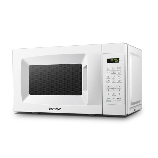 Compact countertop microwave oven with sound on/off, ECO mode, one-touch button, digital display and 5 presets for small kitchens, dorm rooms, offices, dorm kitchen appliances, modern stovetops