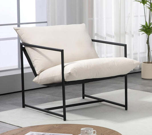 Container Furniture Direct Serenity Accent, Modern Velvet Arm Chair with Reclined Seat, Sleek Design, Durable Metal Frame, Soft Upholstery and Plush Comfort for Stylish Living Room
