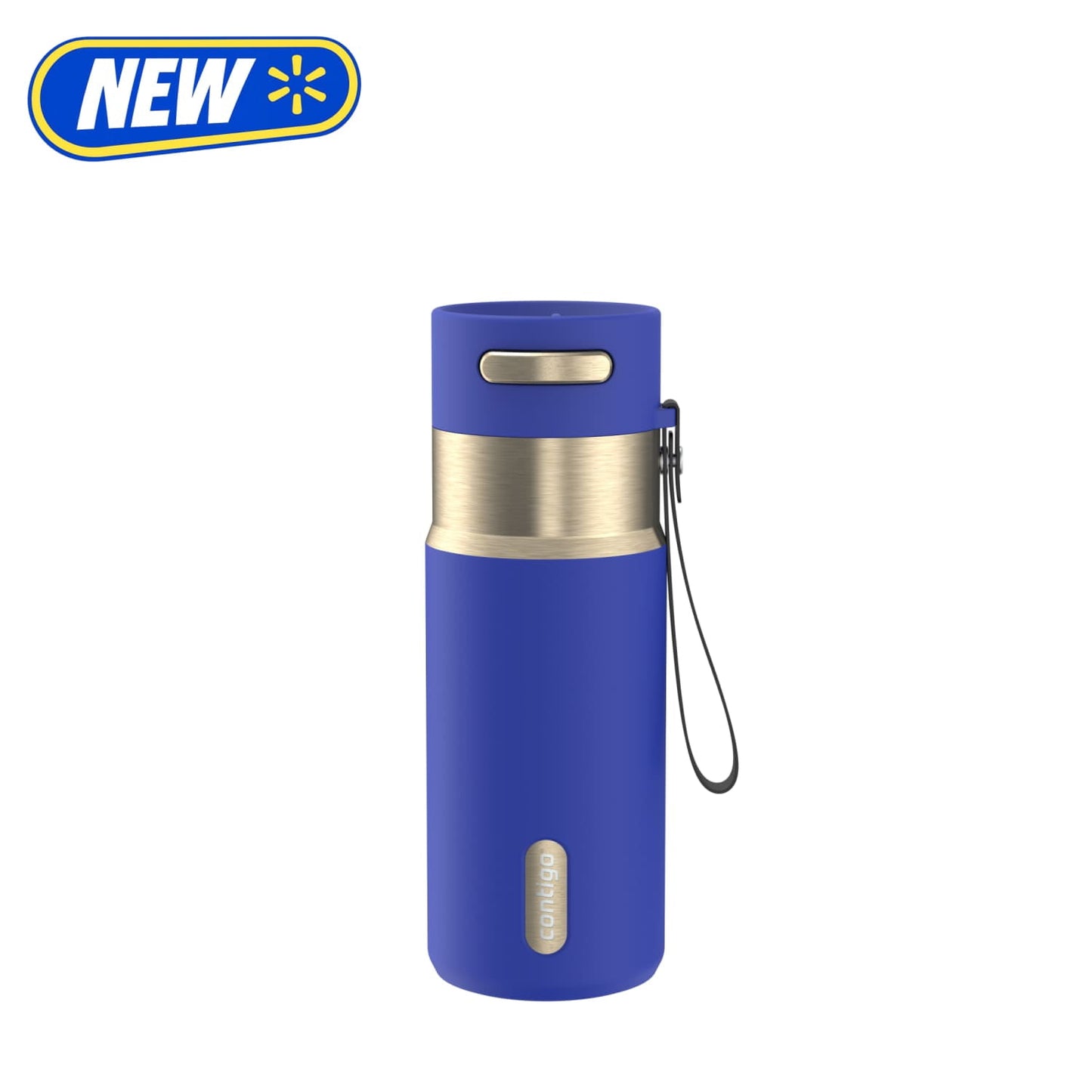 Contigo 16 oz Stainless Steel Water Bottle, Leak-Proof, Hot & Cold Insulated, Travel, Gym & Office Friendly, Carry Strap, Royal Blue/Champagne