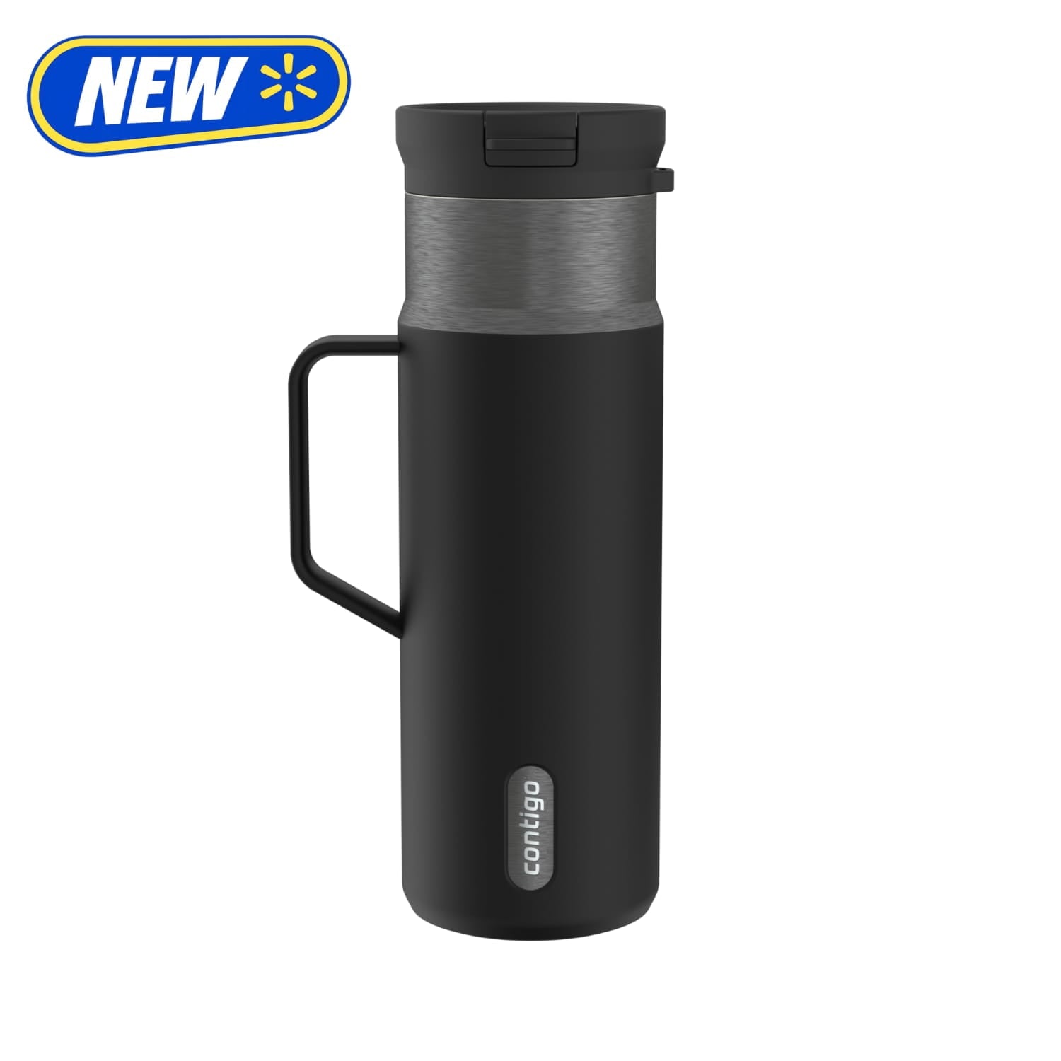Contigo 20 oz Stainless Steel Travel Mug Tumbler â€“ Leak-Proof Insulated Coffee Mug, Keeps Drinks Hot, Side Handle, Black/Silver