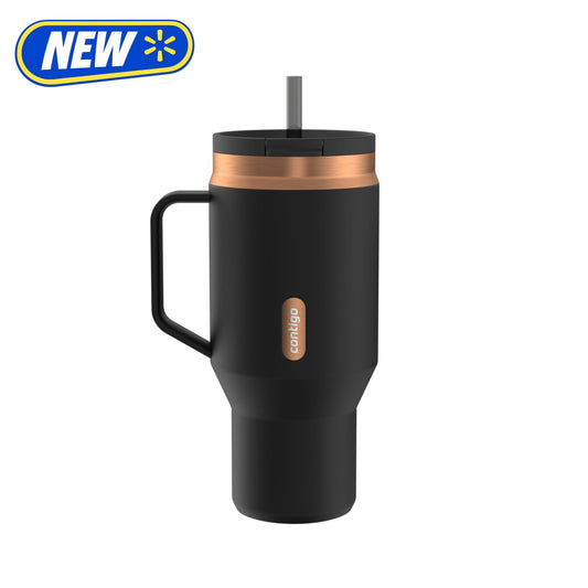 Contigo 30 oz Stainless Steel Water Bottle Tumbler with Straw â€“ Leak-Proof Insulated Travel Mug, Reusable Water Bottle, Side Handle, Black/Bronze