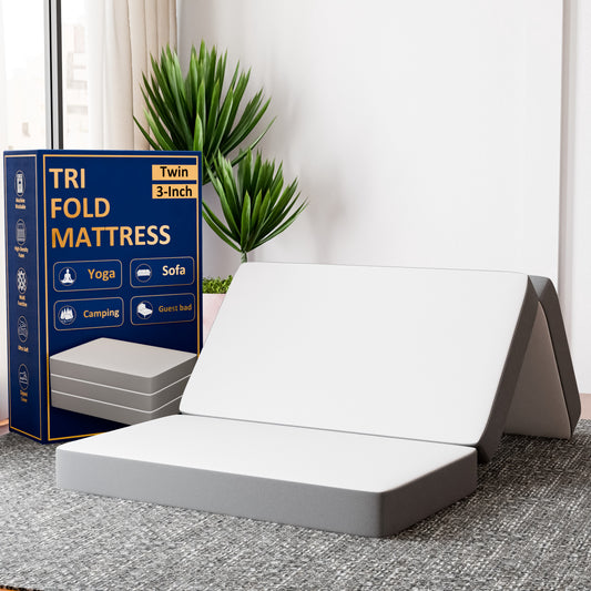 Continental Sleep By Sunset, 3â€ Memory Foam Tri-fold Mattress, Good for Kids and Adult, Twin.