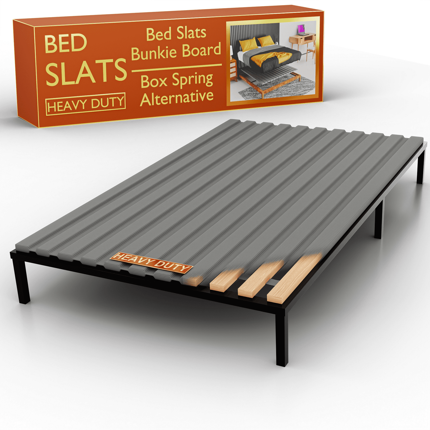 Continental Sleep, Wooden Queen Bed Slats for Support Under Mattress with Cover â€“ Replacement Wood Slats for Queen Size Bed Frame â€“ Under Mattress Support Without Extra Height â€“ 3.38" Standard Width