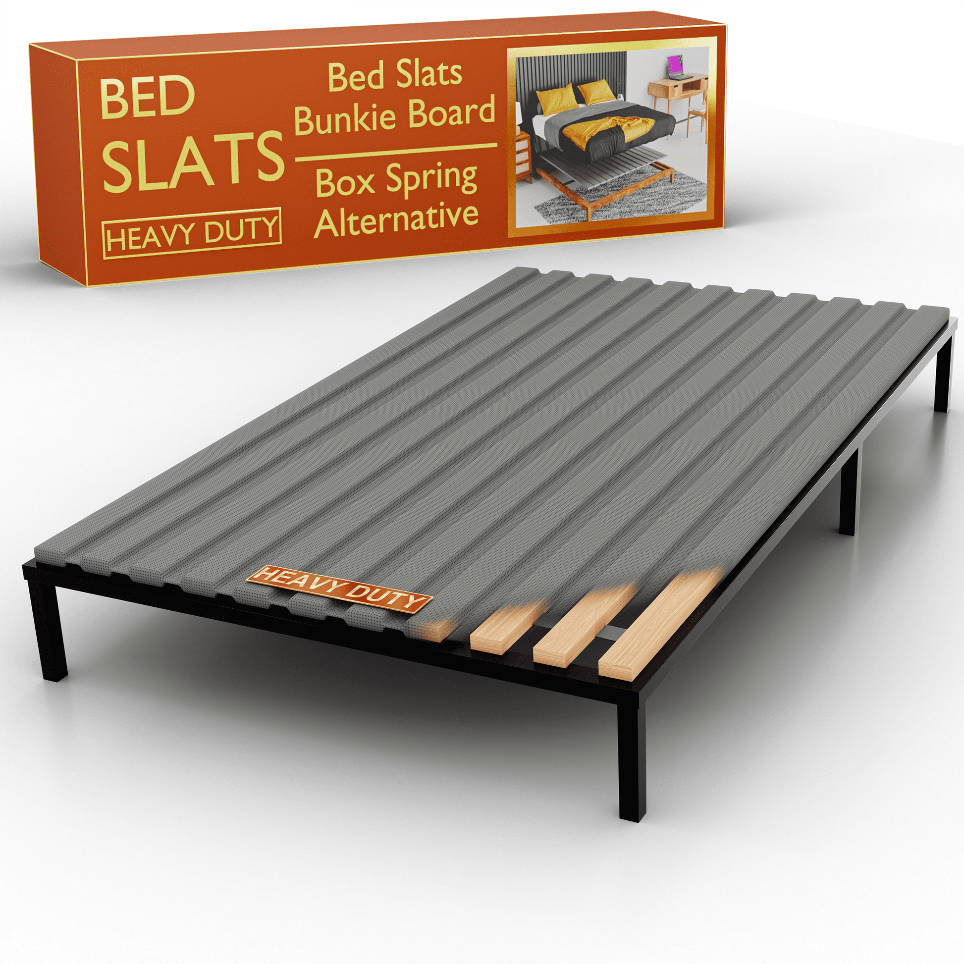 Continental Sleep, Wooden Queen Bed Slats for Support Under Mattress with Cover â€“ Replacement Wood Slats for Queen Size Bed Frame â€“ Under Mattress Support Without Extra Height â€“ 3.38" Standard Width