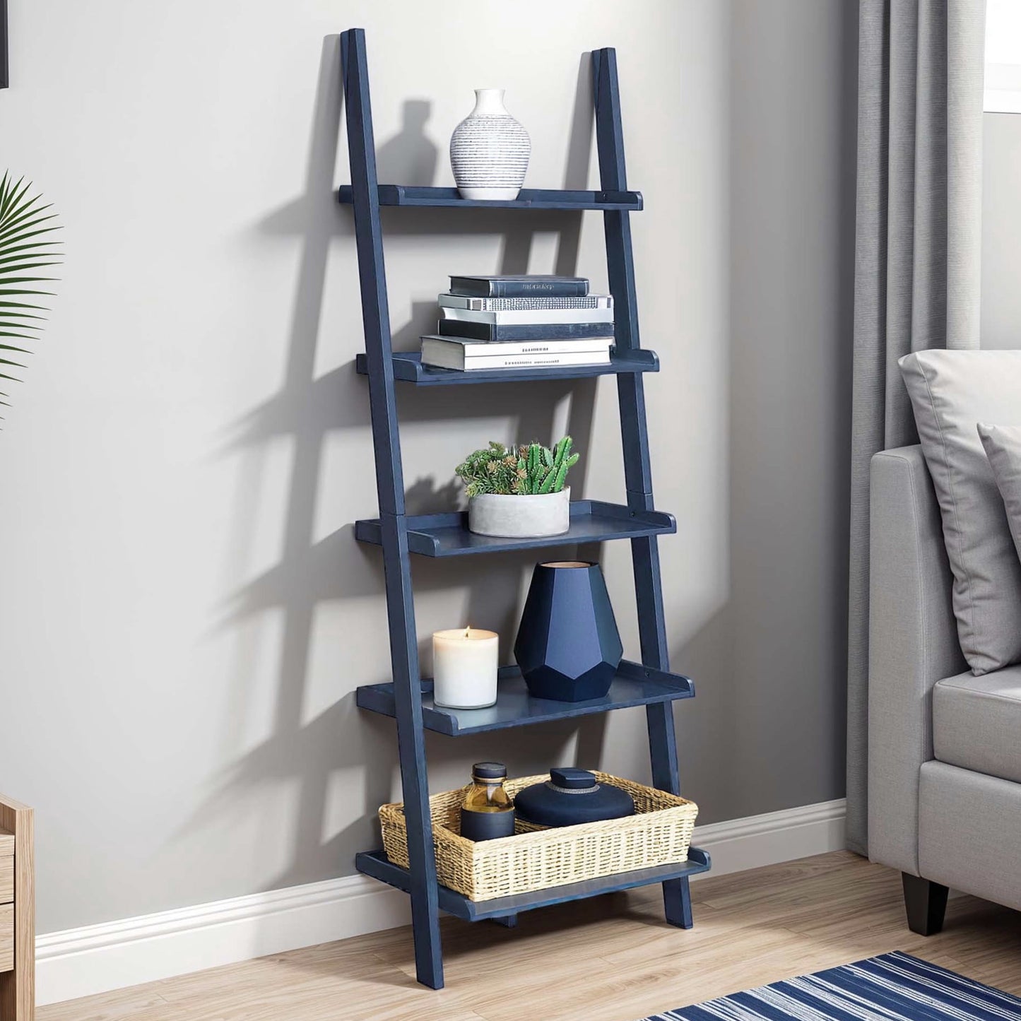 Convenience Concepts American Heritage 5-Shelf Ladder Bookcase, Cherry