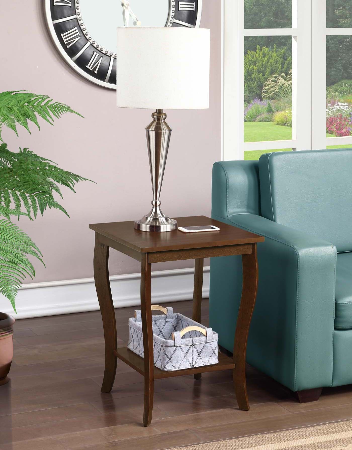 Convenience Concepts American Heritage Transitional Square End Table with Storage, Espresso