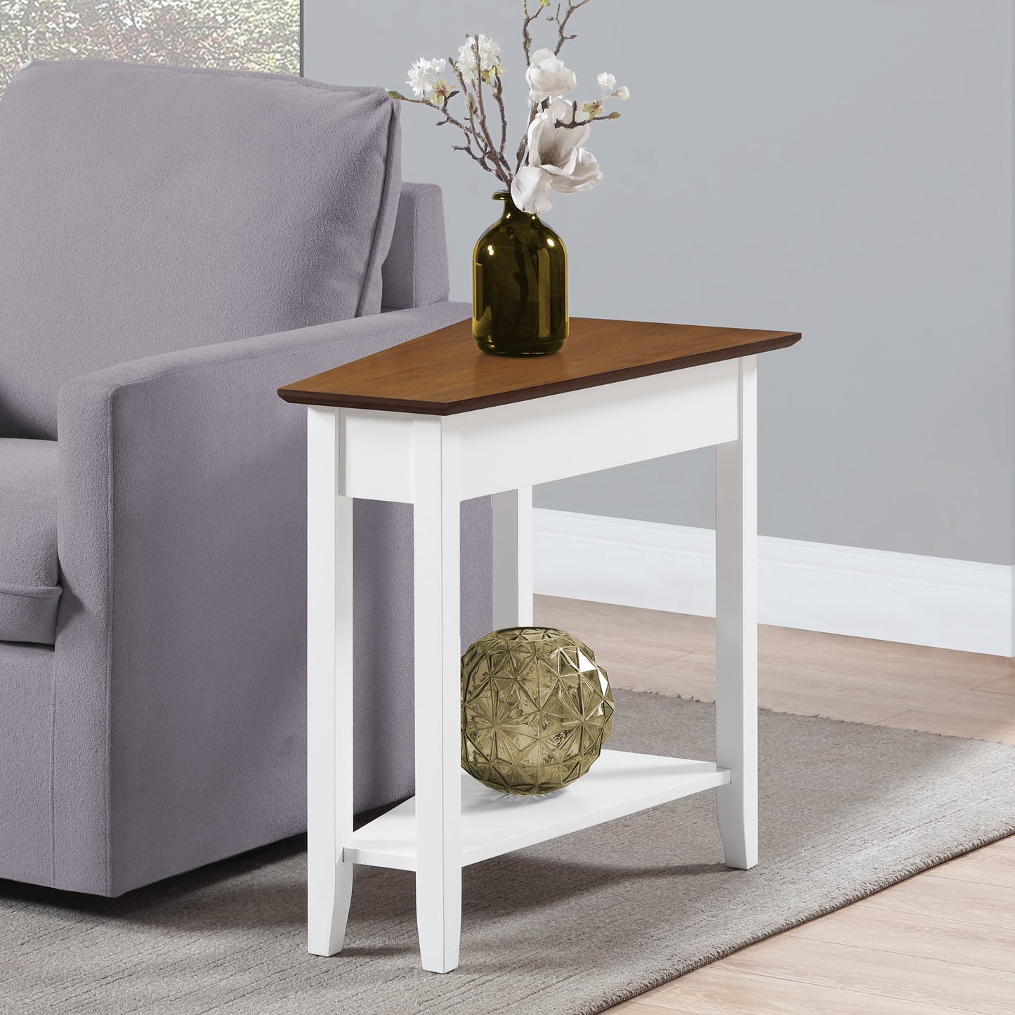 Convenience Concepts American Heritage Wedge End Table with Shelf, Honey Oat