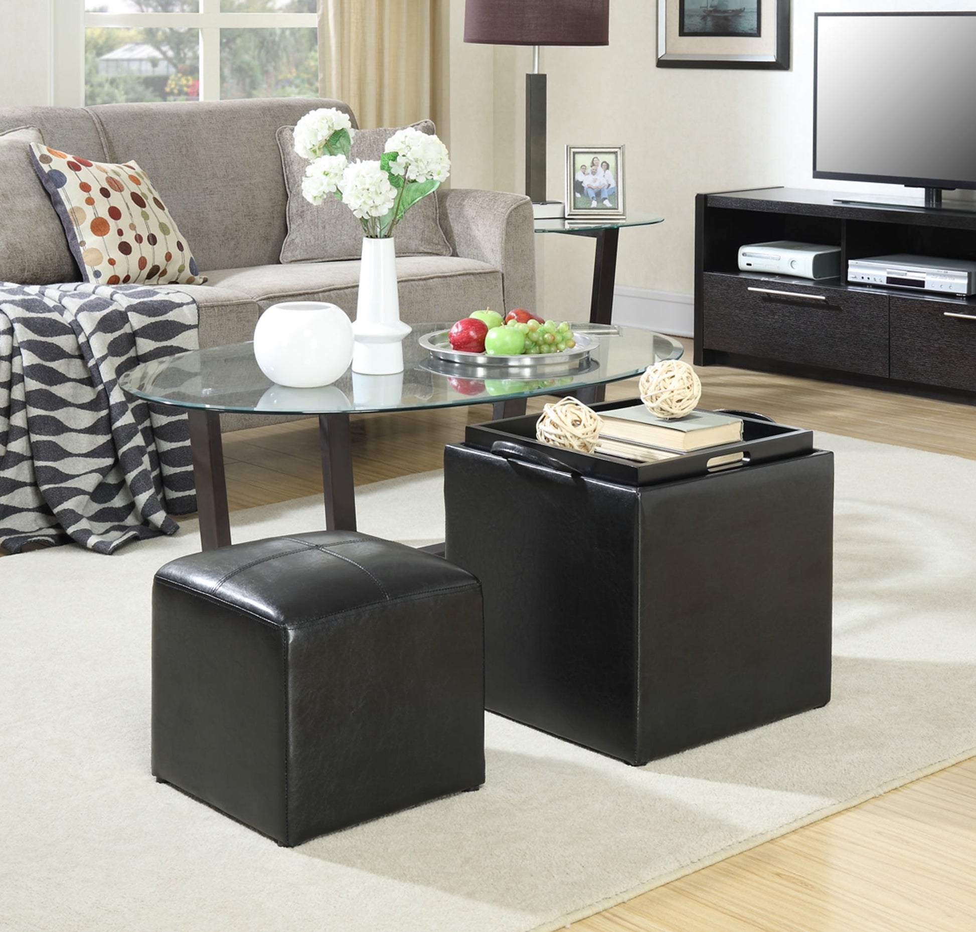 Convenience Concepts Designs4Comfort Park Avenue Single Ottoman with Stool , Multiple Finishes