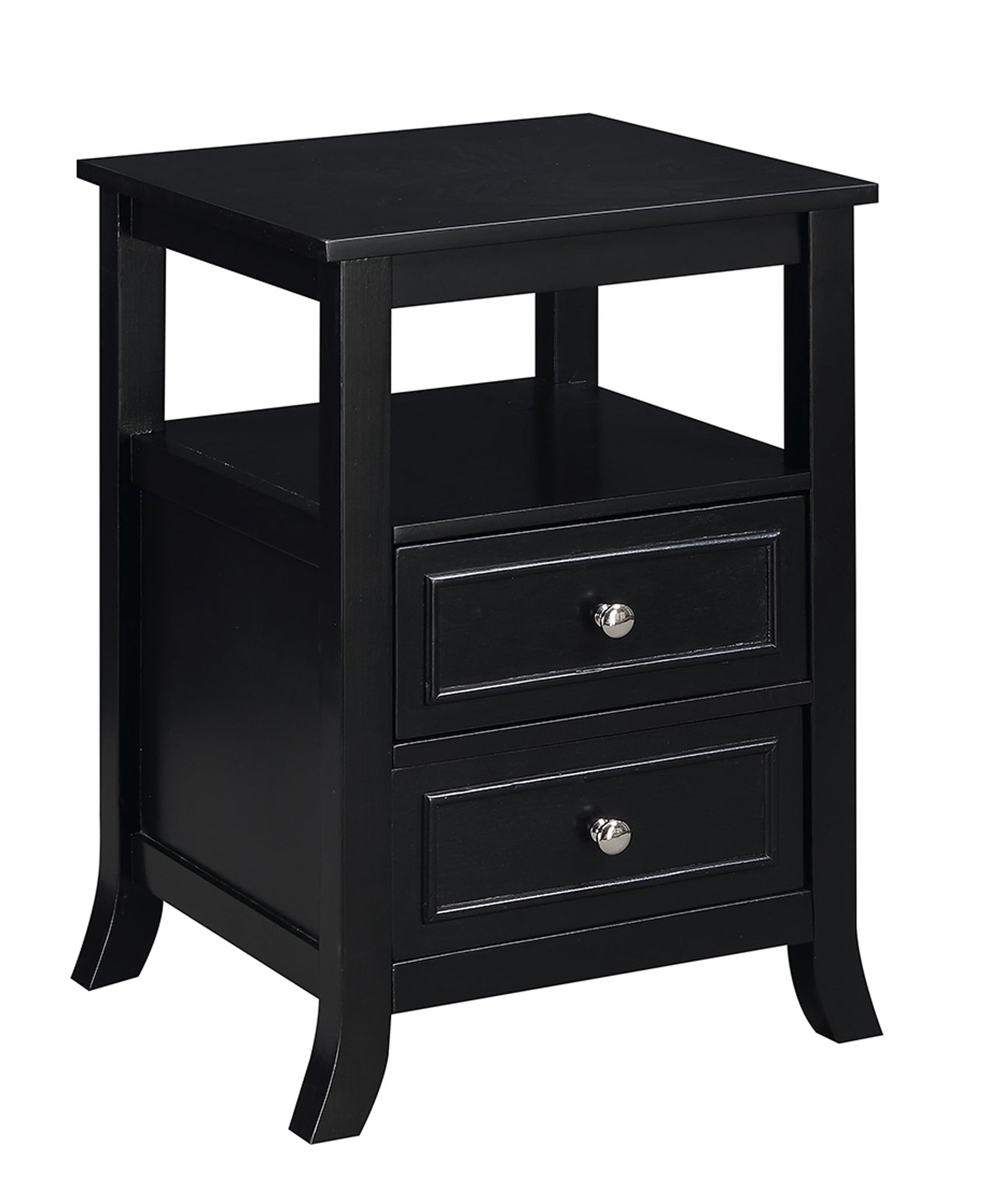 Convenience Concepts Melbourne 2 Drawer End Table with Shelf, Black