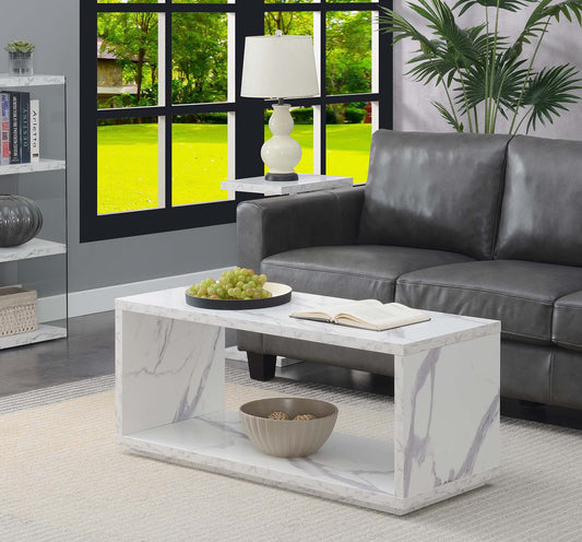 Convenience Concepts Northfield Admiral Coffee Table, Faux White Marble