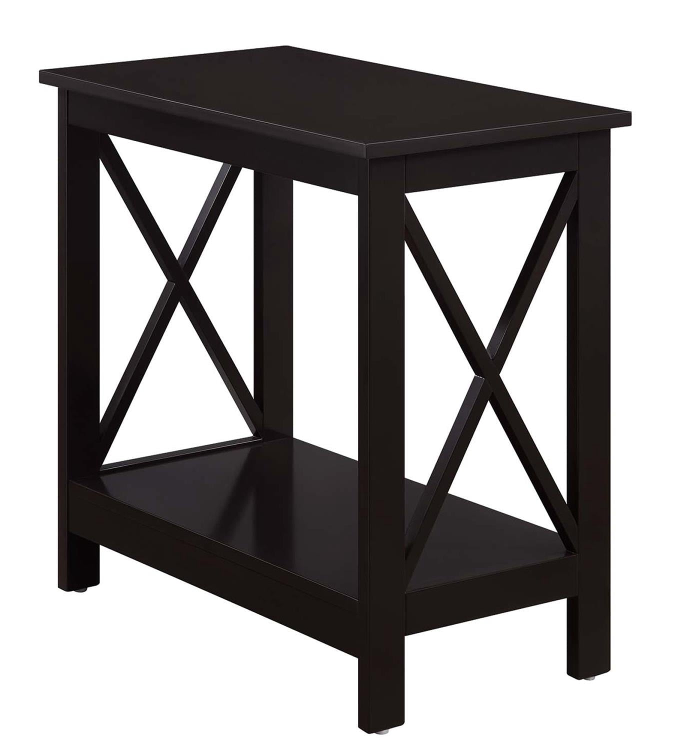 Convenience Concepts Oxford Chairside End Table with Shelf- Espresso Wood Finish