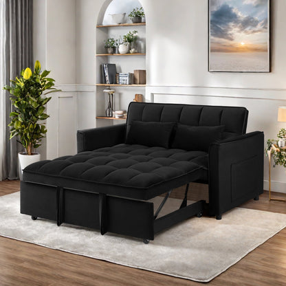 Convertible Sofa Bed,3-in-1 Sleeper Sofa with Pull Out Bed,Sleeper Futon Couch Loveseat with Adjsutable Backrest and Pillows for Living Room,Gray