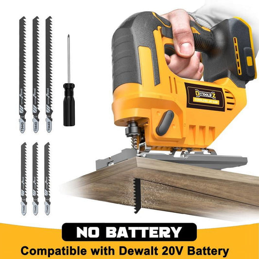 Cordless Jigsaw for Dewalt 20v Battery(NO Battery!!), Jig Saw Tool Brushless,2900RPM,0°-45°Bevel,3 Orbital Action,LED Light for Straight/Curve Cutting