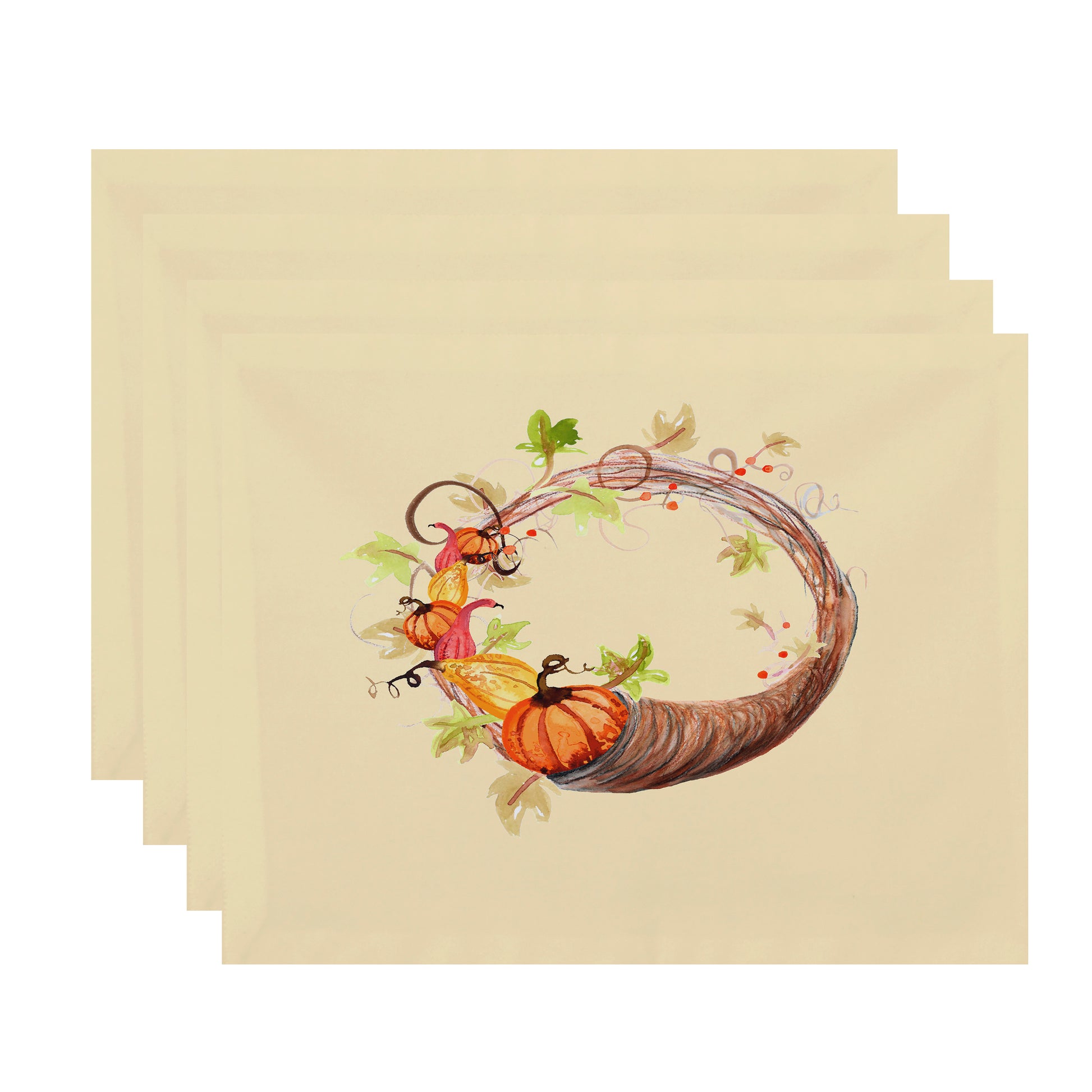 Cornicopia Wreath 18 x 14 Inch Light yellow Fall Print Placemat (Set of 4)