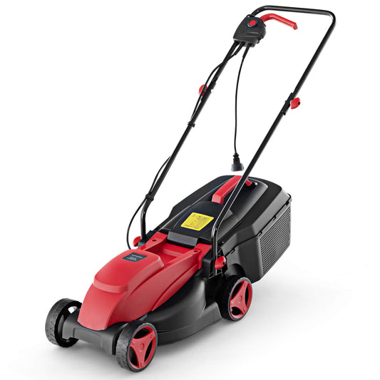 Costway 13” 10-Amp 110V Corded Electric Push Lawn Mower, Adjustable Cutting Height, Collection Box