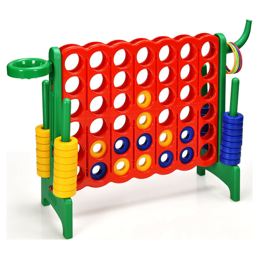 Costway 4-in-A Row Giant Game Set w/Basketball Hoop for Family Green