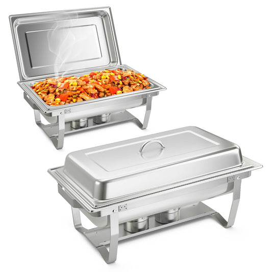 Costway Chafing Dish Buffet Set 2 Packs 9 QT Stainless Steel Chafers with Food Pans