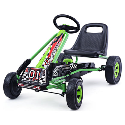 Costway 4 Wheels Kids Ride On Pedal Powered Bike Go Kart Racer Car Outdoor Play Toy Red