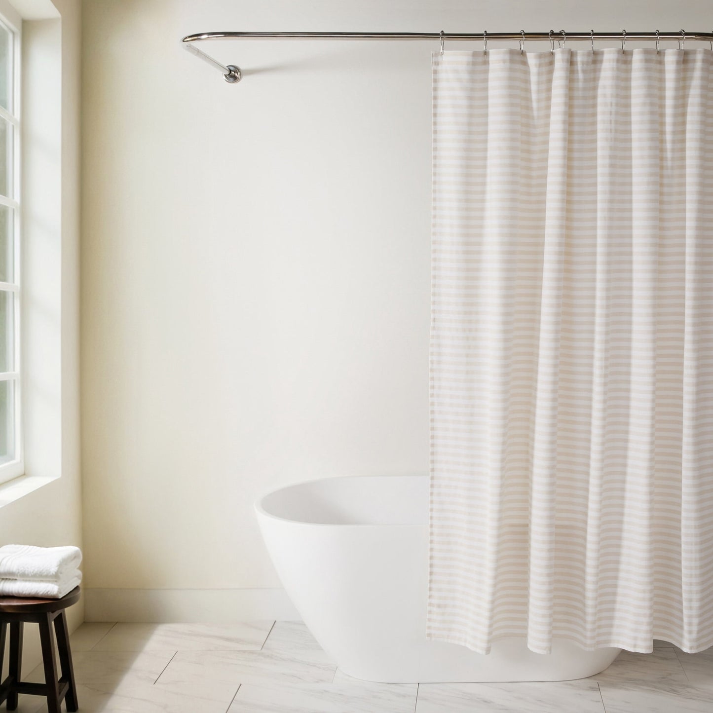 Cotton Blend Classic Stripe Shower Curtain