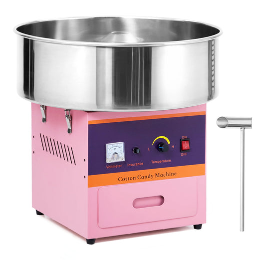 Cotton Candy Machine Commercial, 1000W Electric Cotton Candy Machine, Cotton Candy Maker with Stainless Steel Bowl, Sugar Scoop, Storage Drawer, Perfect for Family Party, Kids Birthday, Pink