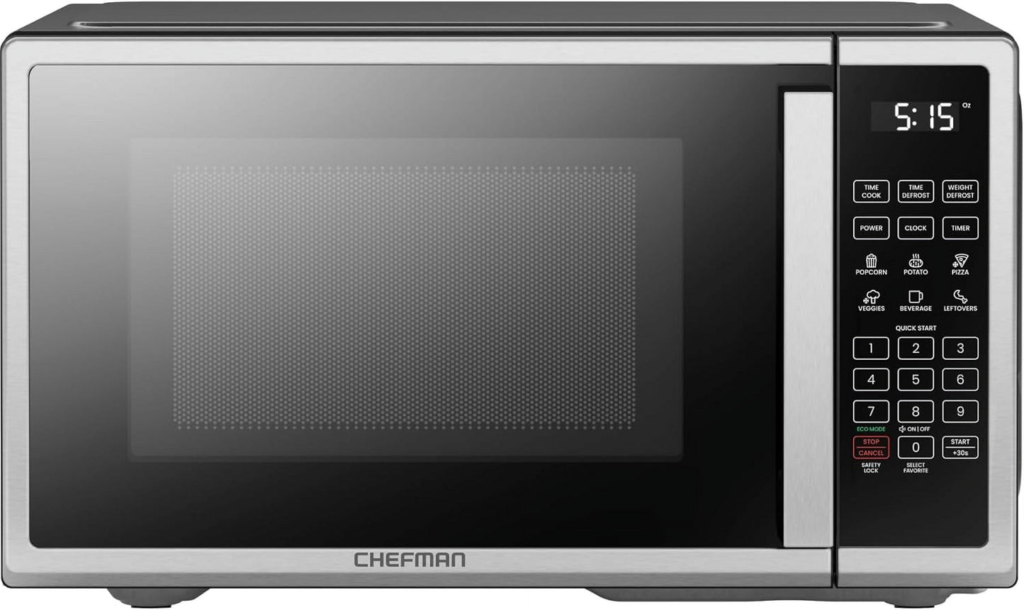 Countertop Microwave Oven 1.1 Cu. Ft. Digital Stainless Steel Microwave with 6 Auto Menus, 10 Power Levels, Eco Mode, Memory, Mute Function, Child Safety Lock, Easy Clean