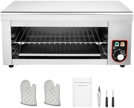 Countertop Salamander Broiler 1500W Electric Cheese Melter Raclette Grill 120-570°F Temperature Adjustable Commercial Steak Broiler Food-grade Stainless Steel Cheesemelter Toaster Oven 110V/60Hz