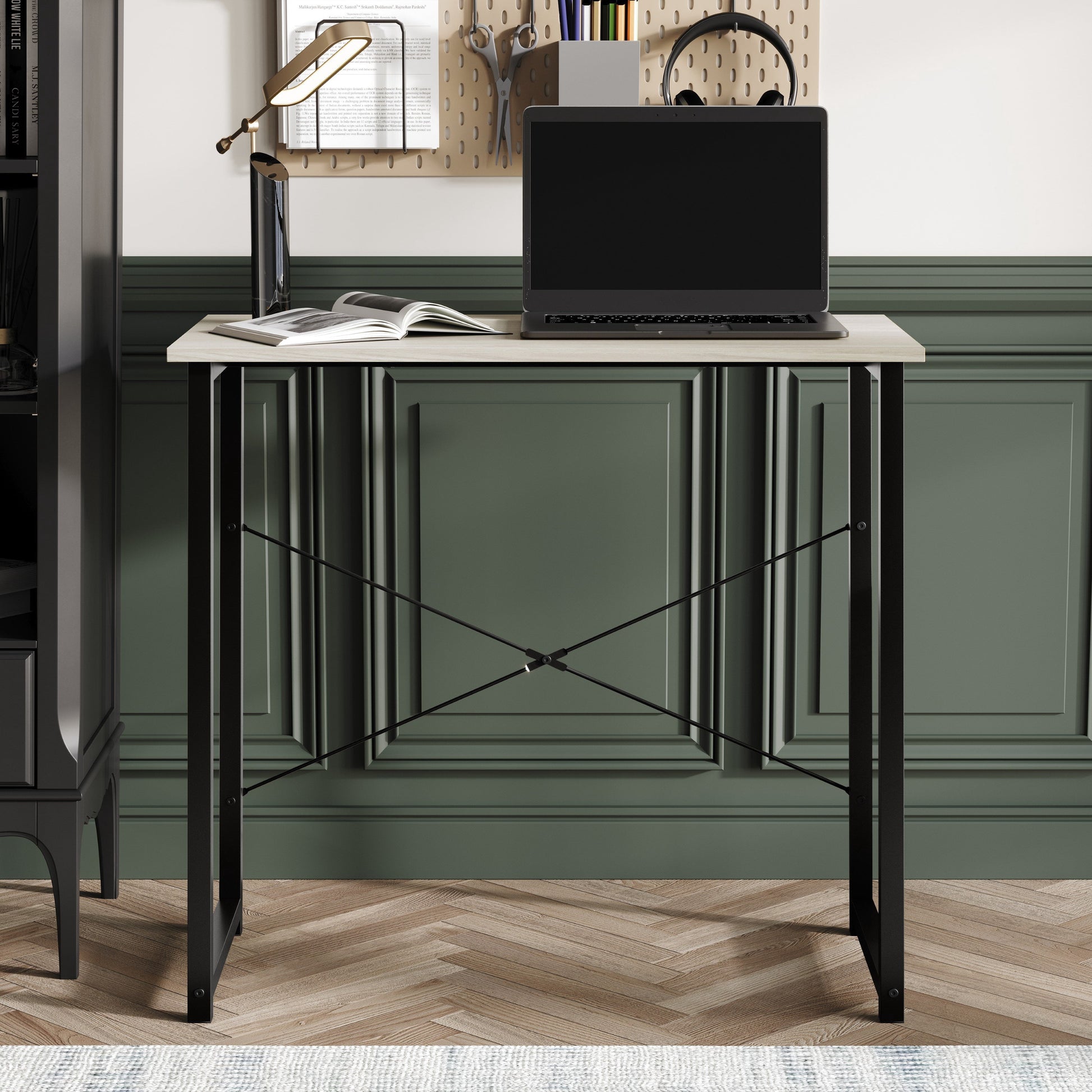 Castle Place Modern 31" Metal Computer Desk, Light Grey