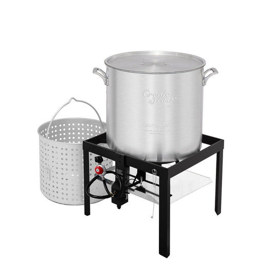 Creole Feast 80 QT Seafood Boiler with Strainer Outdoor Crawfish Cooker