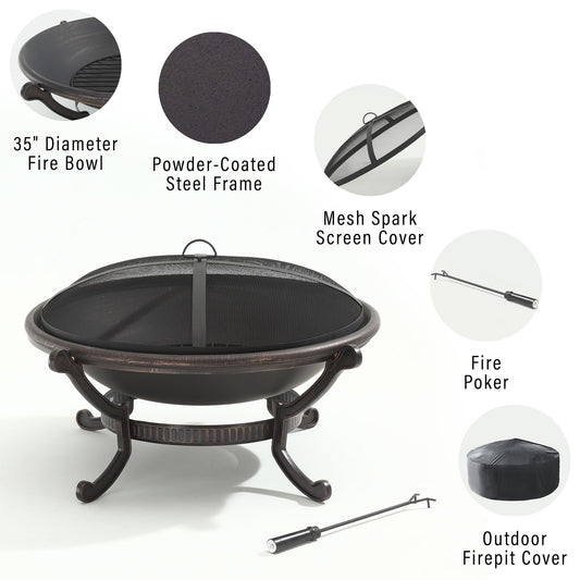 Crosley Ashland Patio Fire Pit Bowl in Black