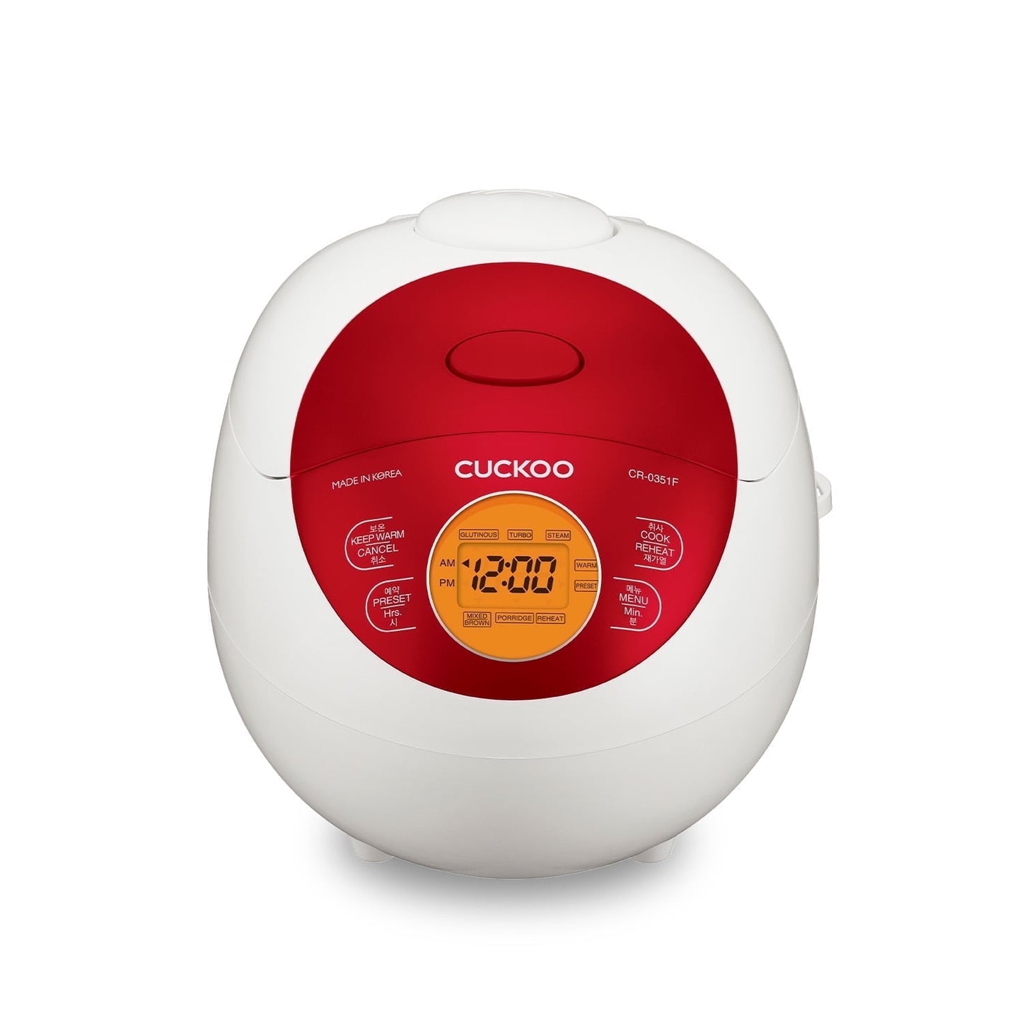 CUCKOO Rice Cooker 6 Cups Cooked Warmer, Nonstick Pot, and Fuzzy Logic Tech in Red (CR-0351FR)