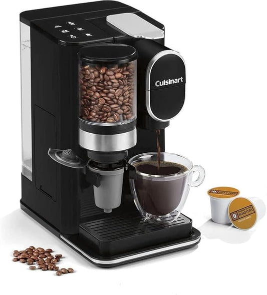 Cuisinart Single-Serve Coffee r + Coffee Grinder with 8 oz., 10 oz., and 12 oz. Serving Size, Compatile with Single-Cup Pods, 48-Ounce Removale Reservoir, Stainless Steel, DG-2