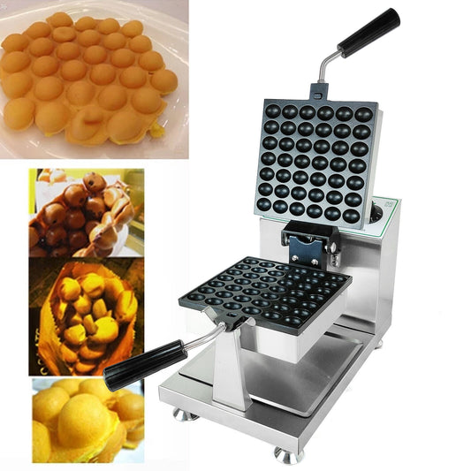 DENEST 1200W Commercial Electric Bubble Egg Cake Waffle Maker Baker Machine Silver