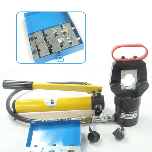 DENEST 20 Ton Hydraulic Crimper Crimping Tool Dies Cable Wire Hose Lug Terminal + Pump