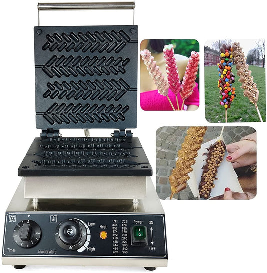 DENEST 4 Grooves Electric Commercial Waffle Maker Machine Wheat Stalk Shaped Non Stick 1700W