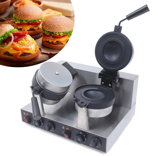 DENEST Commercial Double Panini Press Sandwich Maker Grill Electric Burger Toaster 2400W