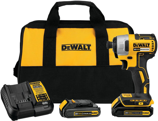 DEWALT 20V MAX Cordless Impact Driver Kit, Brushless, 1/4" Hex Chuck, 2 Batteries and Charger DCF787C2