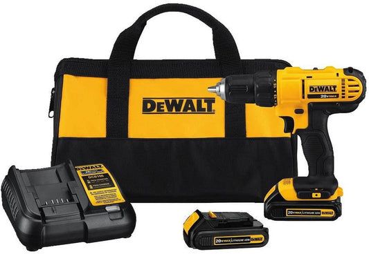 DEWALT 20V Max Cordless Drill / Driver Kit, Compact, 1/2-Inch (DCD771C2), Dewalt Yellow
