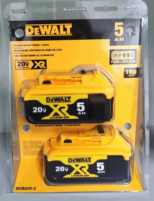 DEWALT DCB205 20V 5Ah Power Tool Battery, 2 Pack