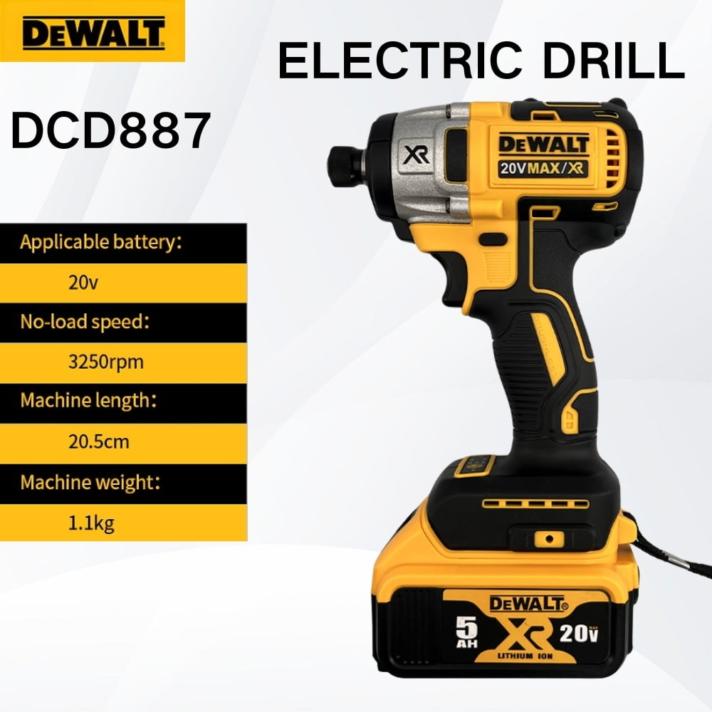 DEWALT® DCF887 20V MAX* XR Impact Driver Kit, Brushless, 3 Speed Control,1/4-Inch，3 LED Lights,Compact Impact Driver (Impact Driver + Battery + Charger)