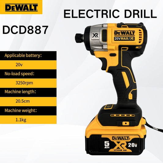 DEWALT® DCF887 20V MAX* XR Impact Driver Kit, Brushless, 3 Speed Control,1/4-Inch，3 LED Lights,Compact Impact Driver (Impact Driver + Battery + Charger)