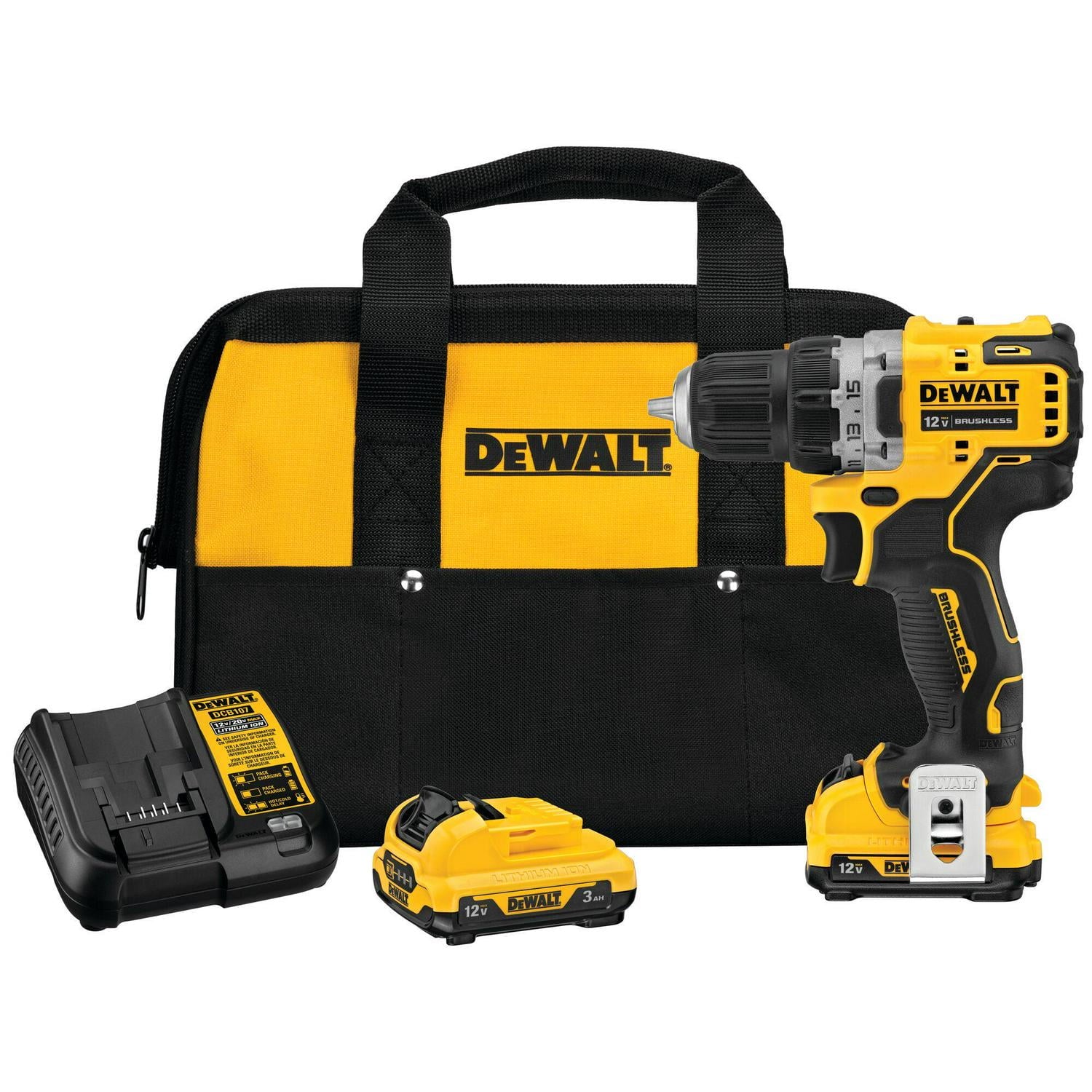 DEWALT XTREME 12-volt max 3/8-in Keyless Brushless Cordless Drill 2 -Batteries Included Soft Bag Included