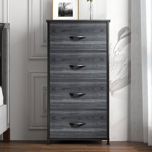 DEXTRUS 4-Drawer Bedside Dresser for Adults with Charcoal Black Finish â€“ Bedroom & Storage Organizer