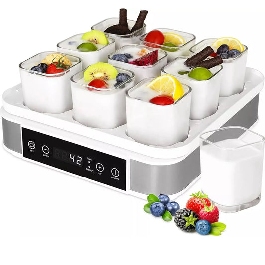 DNGZJAO Yogurt Maker  Digital Yogurt Machine Temperature and Time Control  Automatic Yogurt Machine with 9 Portion Glasses/170 ml