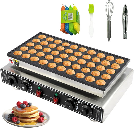 DSstyles 50 PCS Mini Pancakes Maker Machine,110V Mini Dutch Pancake Maker,1800W Commercial Electric Nonstick Waffle Maker Machine for Home and Restaurants
