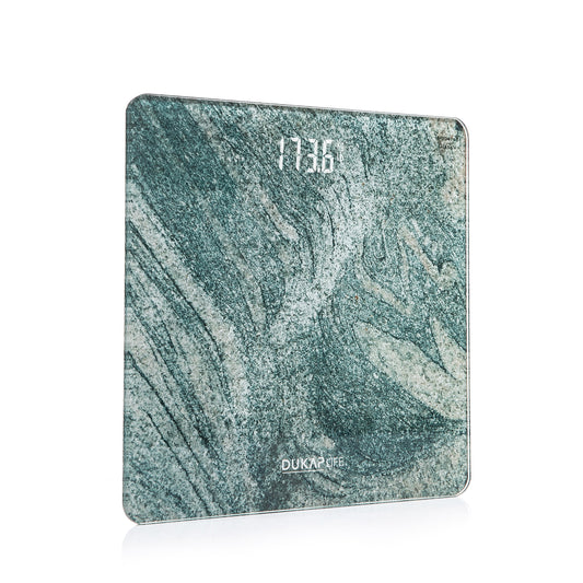 DUKAP LIFE Unique Digital Bathroom Body Weight Scale with Hidden LED Screen Display - Turquoise Marble Design